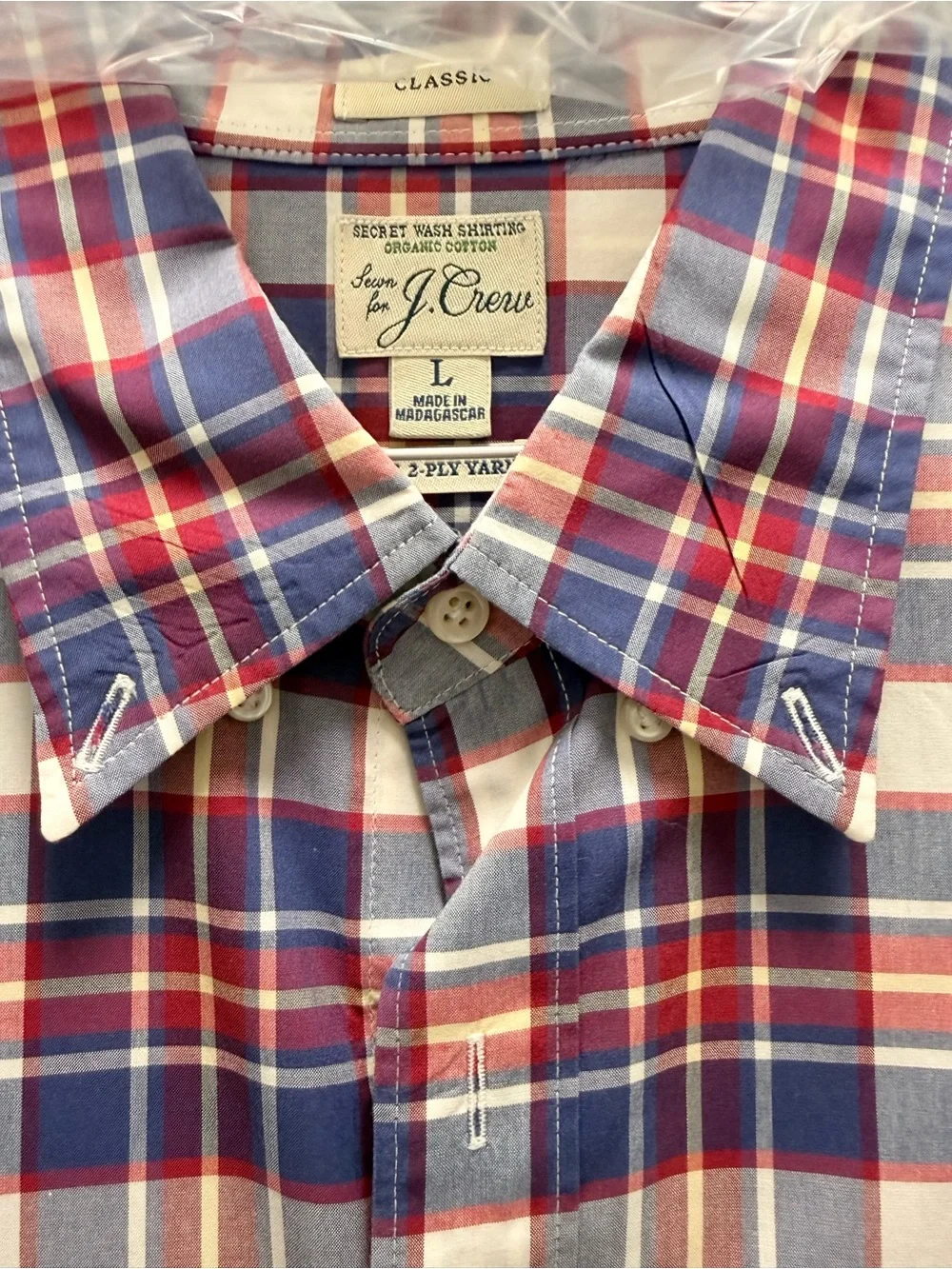 J. Crew Men’s Secret Wash  Plaid Button-Down Shirt
